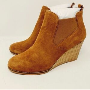 Caslon Willa Wedge Booties Suede Leather New In Box Size 8